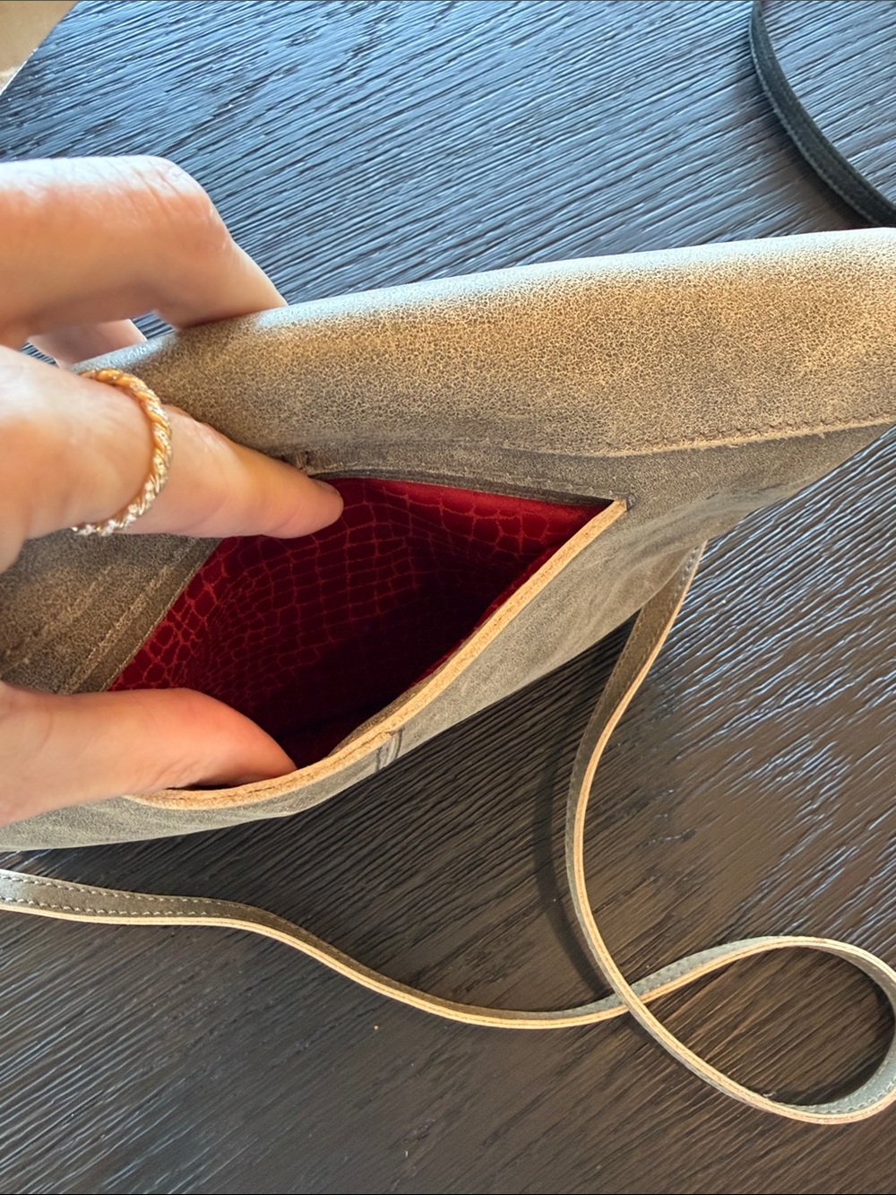 Hammitt Suede Crossbody Bag with Red Zip Detail - Picture 7 of 8